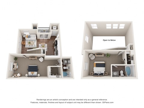 Floor plan for 2 beds, 2 baths, 1254 sqft
